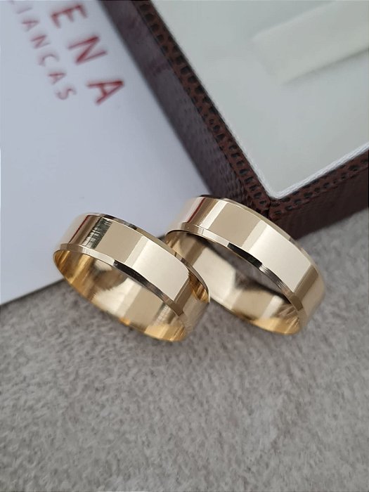 Par de Alianças Madrid Polida em Ouro18k - 5MM