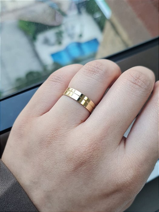 Par de Alianças Atlanta em Ouro18k - 5MM