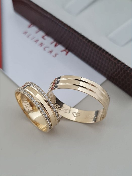 Par de Alianças Havana em Ouro18k - 5MM