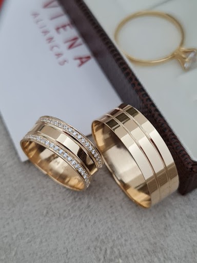 Par de Alianças Havana em Ouro18k - 7MM