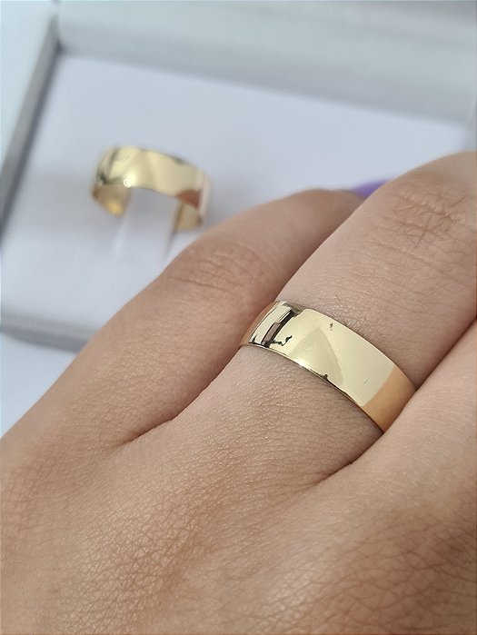 Par de Alianças Miami em Ouro18k - 6MM Sem Pedras