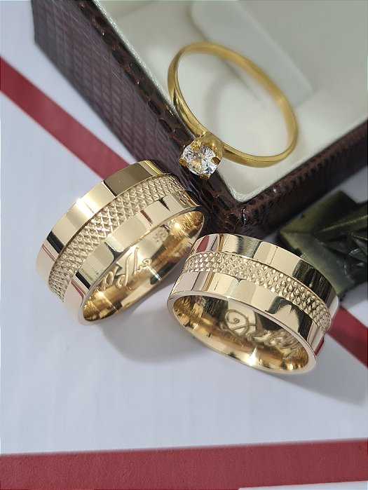 Par de Alianças Londres em Ouro18k - 8MM
