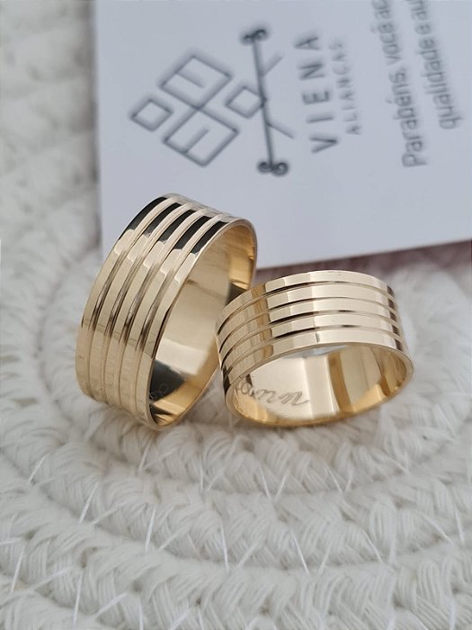 Par de Alianças Atenas em Ouro18k - 8MM
