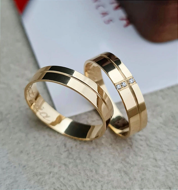 Par de Alianças Bélgica em Ouro18k - 4MM