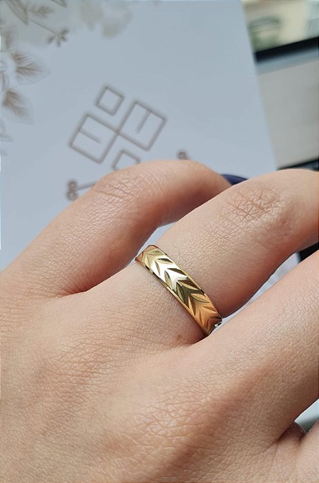 Par de Alianças Florença em Ouro18k - 4MM