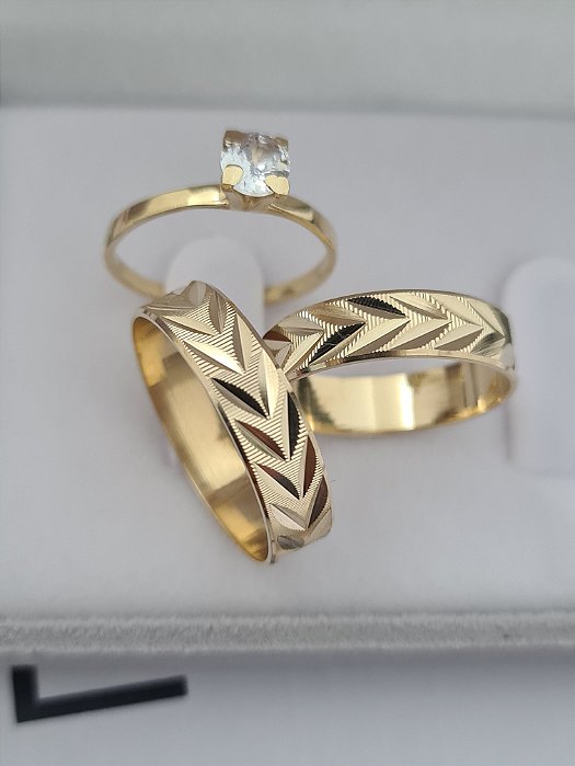 Par de Alianças Florença em Ouro18k - 5MM