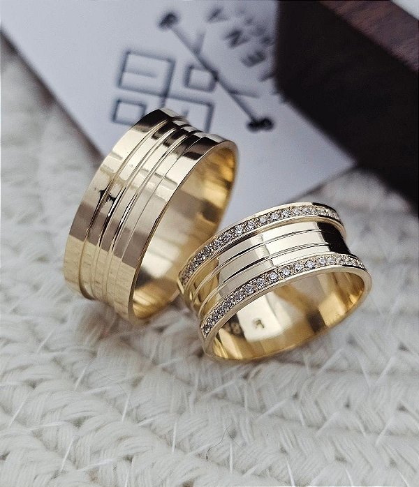 Par de Alianças Vienna em Ouro18k - 9MM