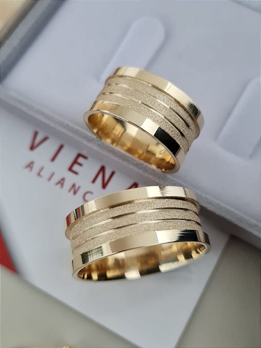 Par de Alianças Vienna em Ouro18k - 10MM