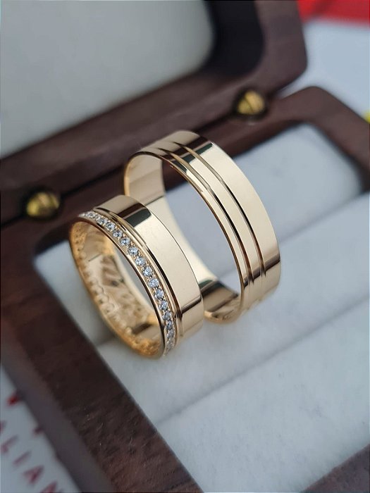 Par de Alianças Havaí em Ouro18k - 5MM