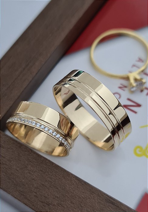 Par de Alianças Havaí em Ouro18k - 6MM