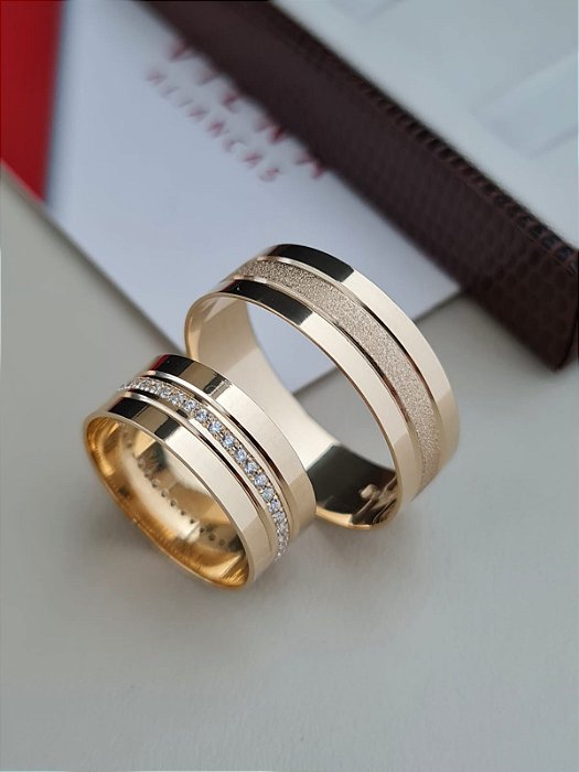Par de Alianças Maldivas III em Ouro18k - 7MM