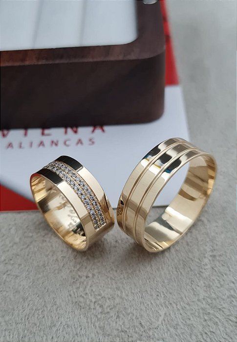 Par de Alianças Santorini em Ouro18k - 7MM
