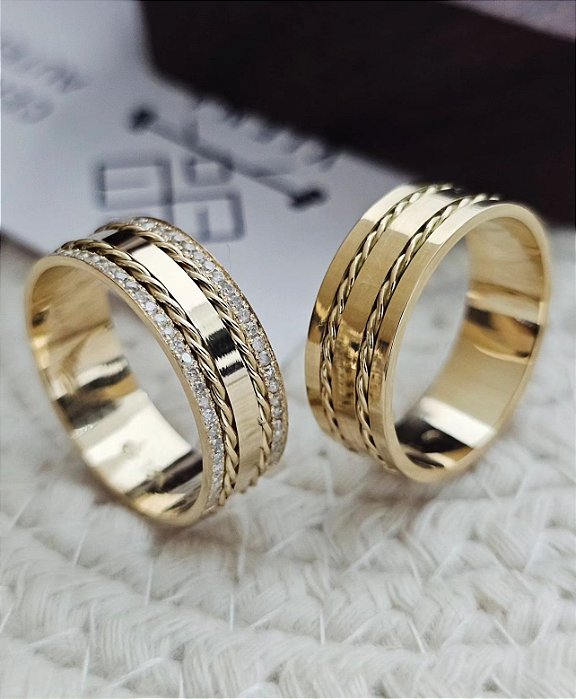 Par de Alianças Ibiza em Ouro18k - 7MM