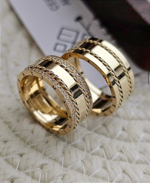 Exclusivo Par de Alianças Ibiza em Ouro18k - 10MM
