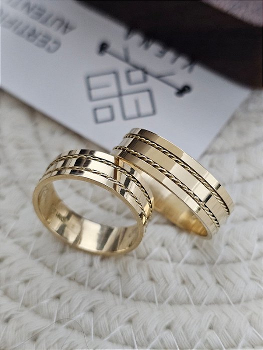 Par de Alianças Ibiza em Ouro18k - 6MM