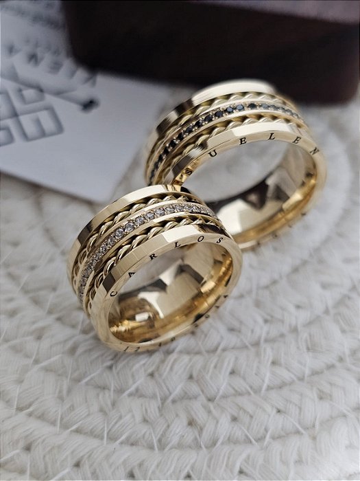 Exclusivo Par de Alianças Ibiza II em Ouro18k - 10MM