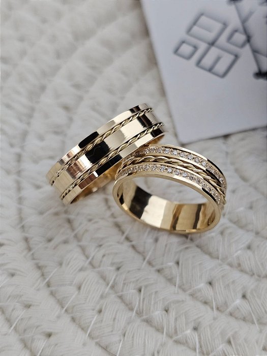 Par de Alianças Ibiza Personalizado em Ouro18k - 6MM