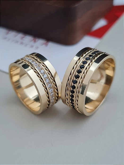 Exclusivo Par de Alianças Ibiza II em Ouro18k - 10MM