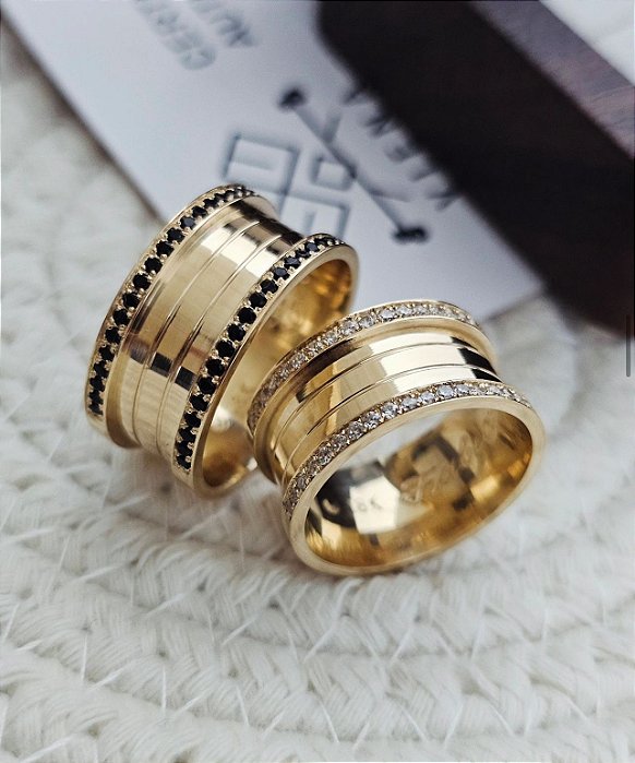 Par de Alianças Vienna em Ouro18k - 10MM