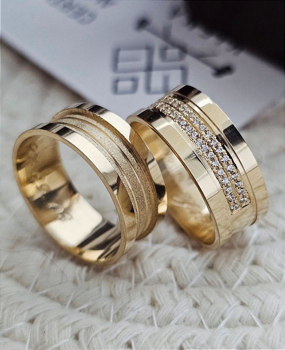 Par de Alianças Vienna em Ouro18k - 8MM