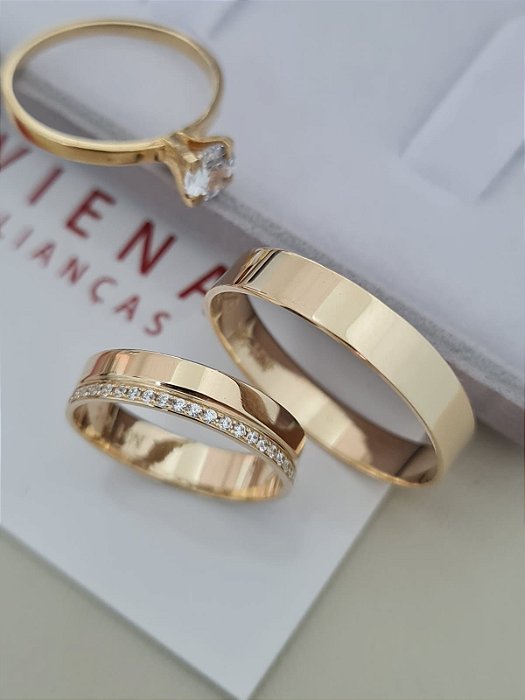 Par de Alianças Berlim em Ouro 18k - 4MM