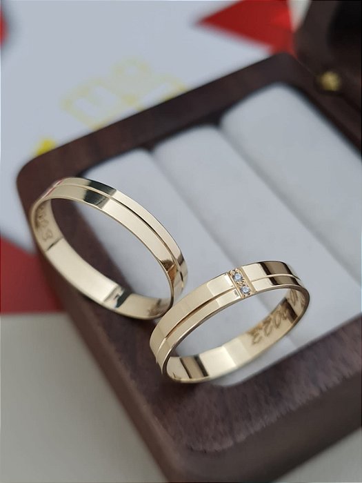 Par de Alianças Bélgica em Ouro18k - 3MM