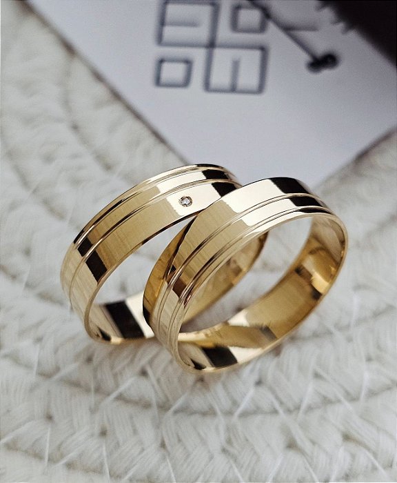 Par de Alianças Havaí II em Ouro18k - 5MM
