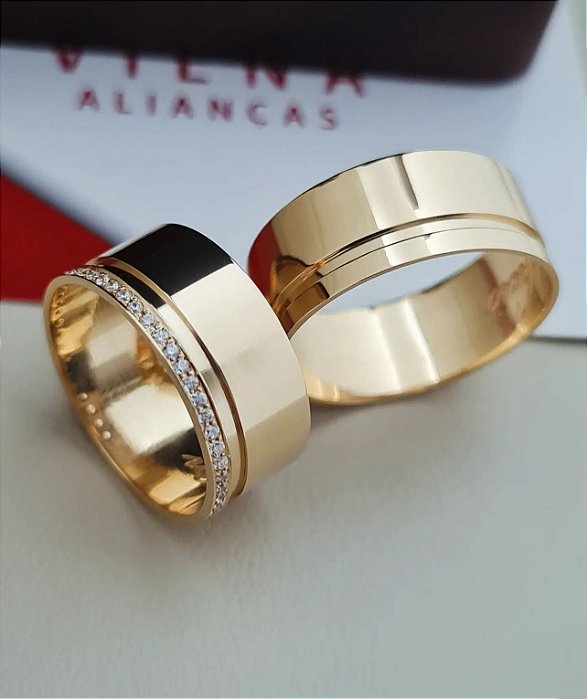 Par de Alianças Sofia em Ouro18k - 8MM