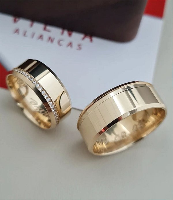 Par de Alianças Amsterdam em Ouro18k - 7MM