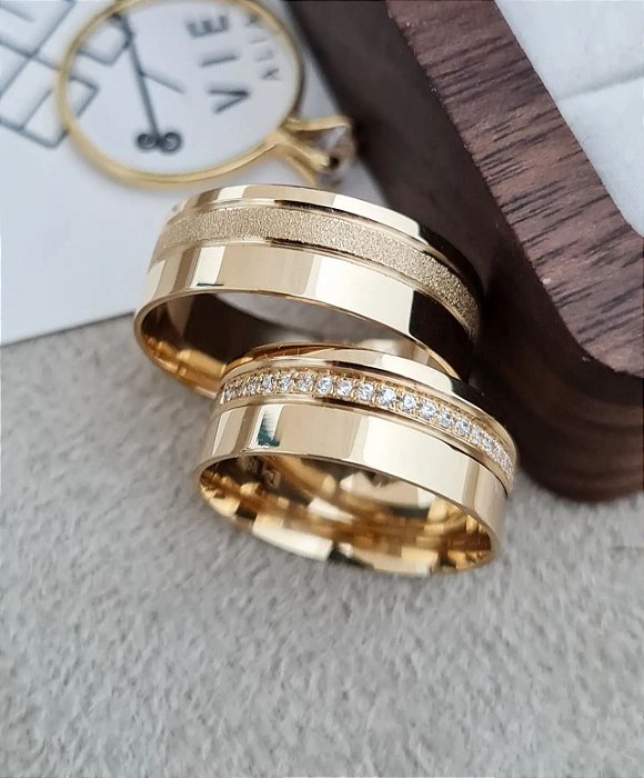 Par de Alianças Cancun em Ouro 18k - 7MM
