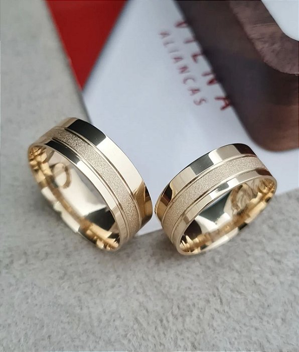 Par de Alianças Cancun II em Ouro 18k - 7MM - Sem pedras
