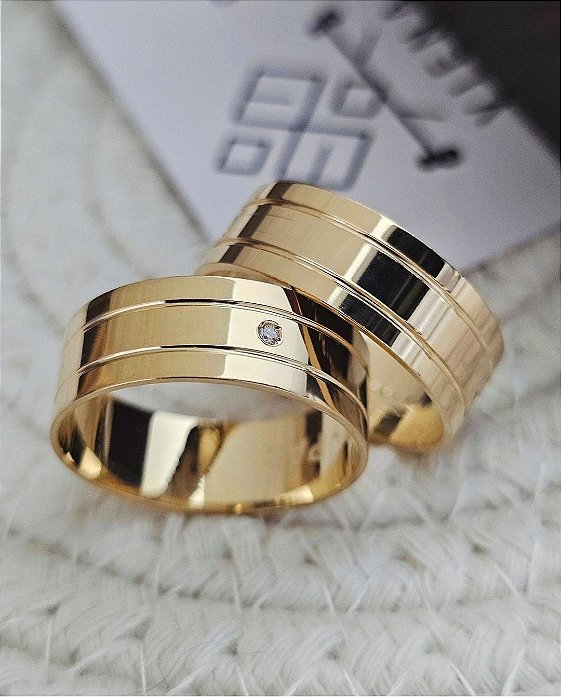 Par de Alianças Maldivas II em Ouro18k - 7MM -