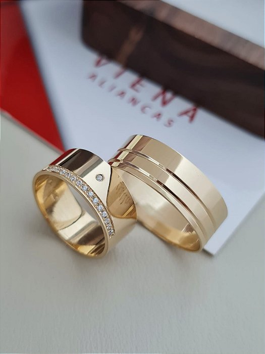 Par de Alianças Flórida em Ouro 18k - 7MM