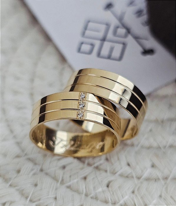 Par de Alianças Santiago em Ouro18k - 6MM