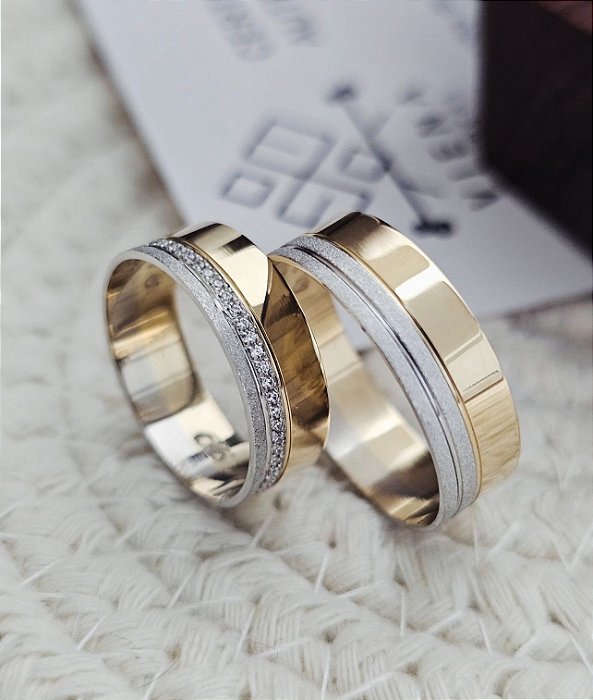 BODAS - Alianças Tóquio em Ouro 18k com 6MM