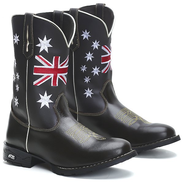 BOTA TEXANA COUNTRY MASCULINA BICO REDONDO COURO MARROM INGLATERRA
