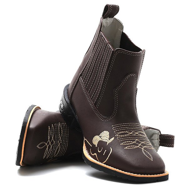 BOTINA TEXANA COUNTRY MASCULINA MARROM TIÃO CARREIRO QUADRADA