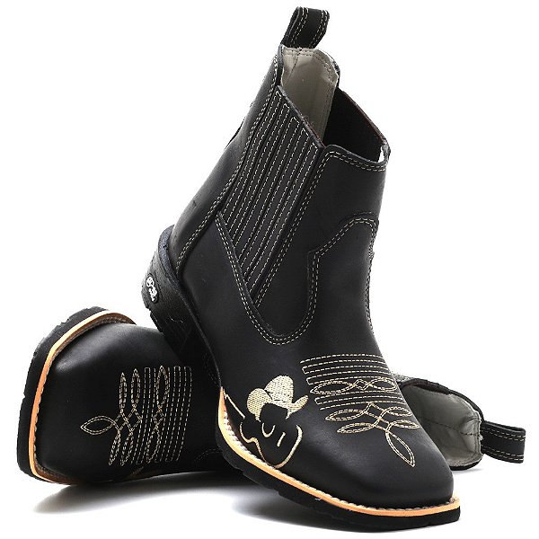 BOTINA TEXANA COUNTRY MASCULINA PRETO TIÃO CARREIRO QUADRADA