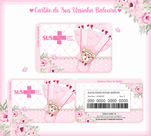 Cartao do SUS TEMAS URSINHAS ( 1,2,3,4,5 )
