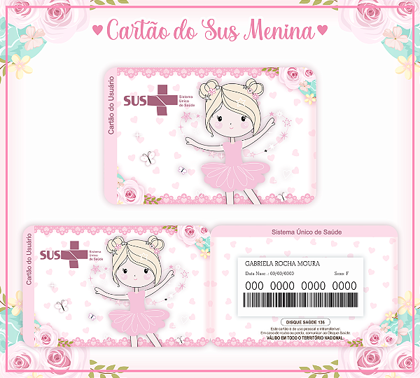 Cartao do SUS MENINA BAILARINA