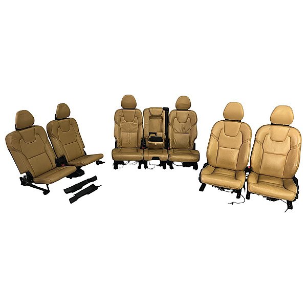 Jogo Bancos Couro Caramelo Volvo XC90 2020 Elétrico 3 filas