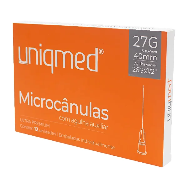 MICROCANULA COM AGULHA AUXILIAR 26G 27GX40MM - CX/12 - UNIQMED