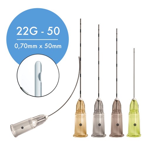 Microcânula Slim 22G x 50mm Fabinject - Caixa Com 10 Unidades