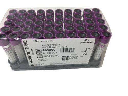 Tubo Coleta a Vácuo 4ml Tampa Roxa Rack com 50