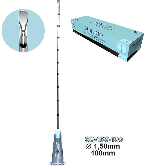 Microcanula Metalica SubDeep para Subcisao Atraumatica 15G x 100mm