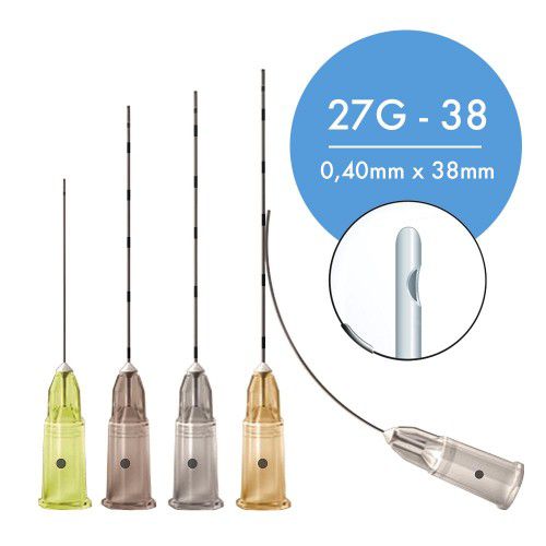 Microcânula Slim 27G x38mm Fabinject - Caixa Com 10 Unidades