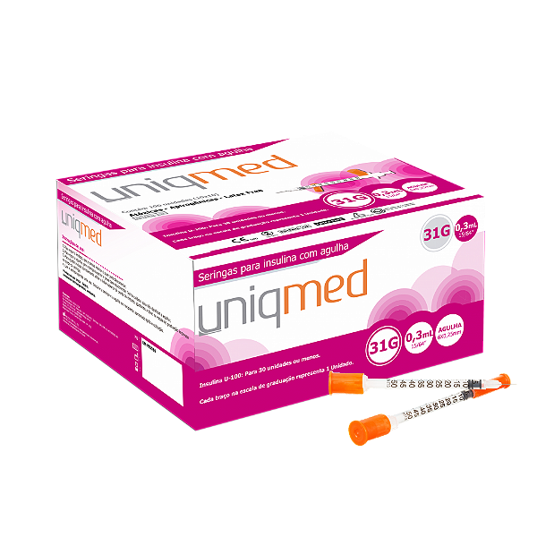 SERINGA INSULINA 0,3ML 6X0,25  15/64 31G C/AG - PCT/10 - UNIQMED