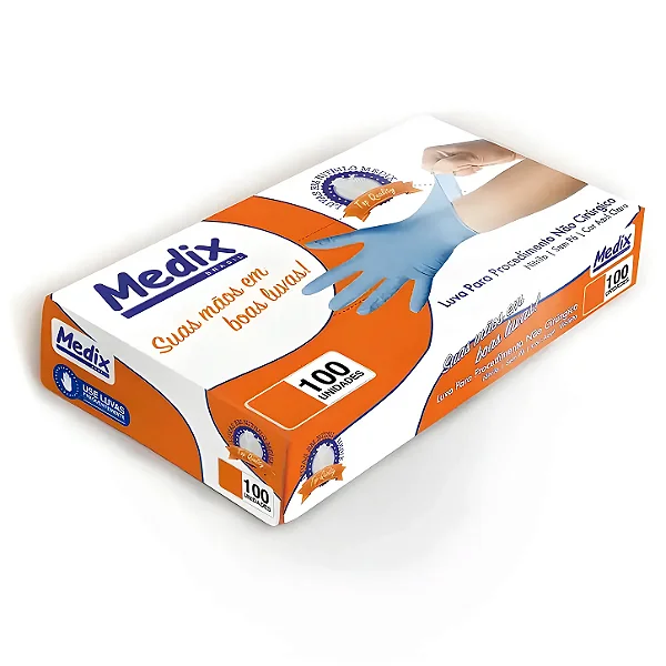 LUVA NITRILICA S/TALCO P AZUL - CX/100 - MEDIX