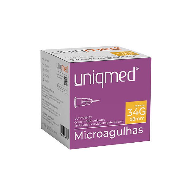AGULHA ULTRAFINA 34GX8MM - CX/100 - UNIQMED