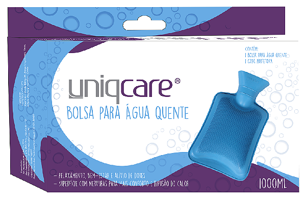 BOLSA AGUA QUENTE - AZUL C/ CAPA - 1000ML - UNIQCARE